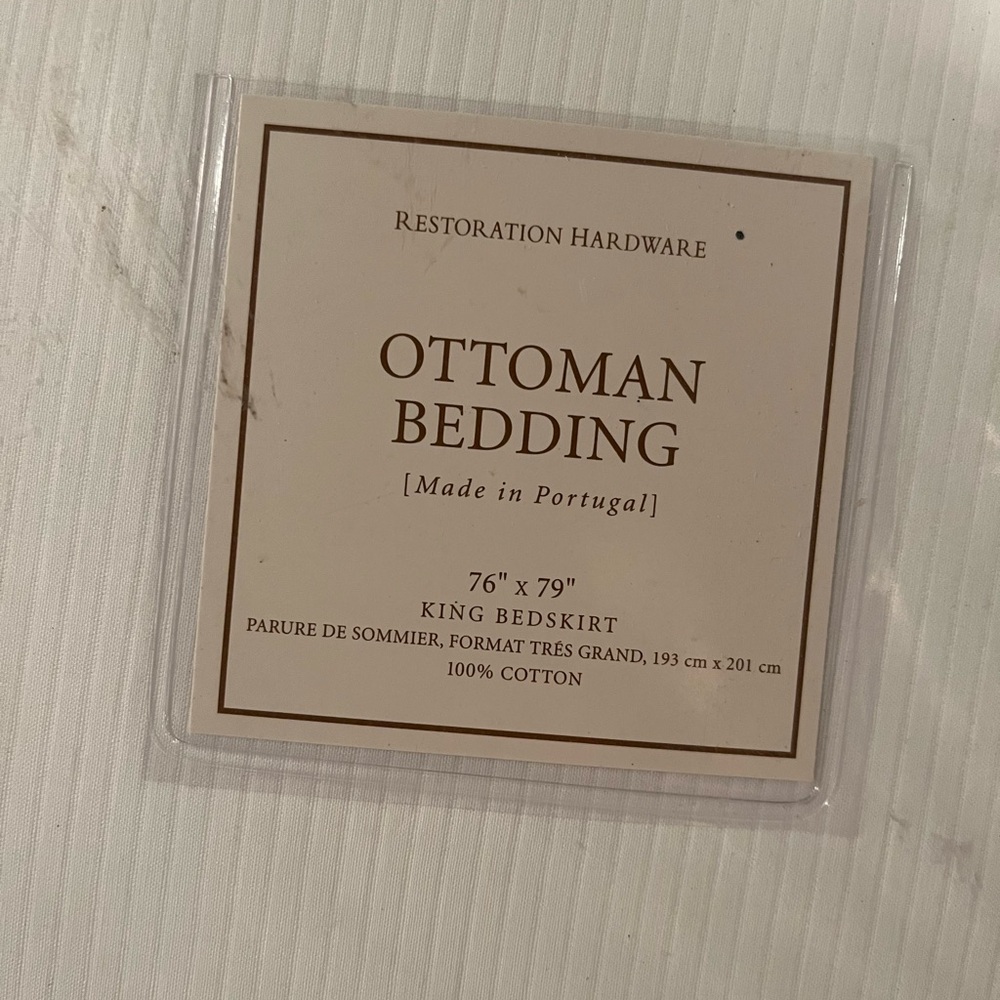 Restoration Hardware Ottoman Bedding King size bedskirt, new